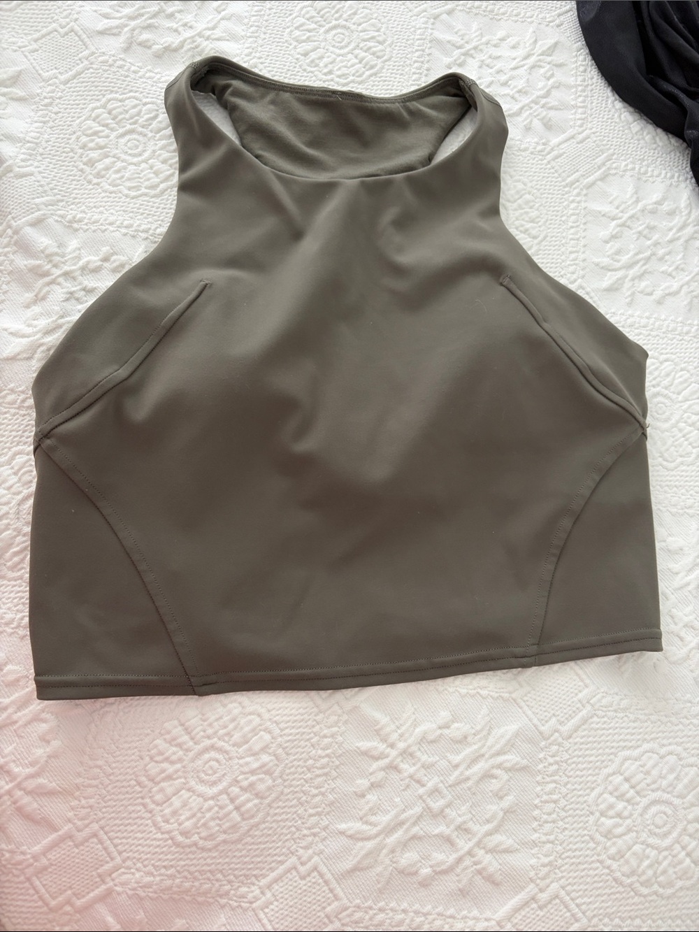 lululemon athletica Padded High-Neck Athletic Crop Top — Olive